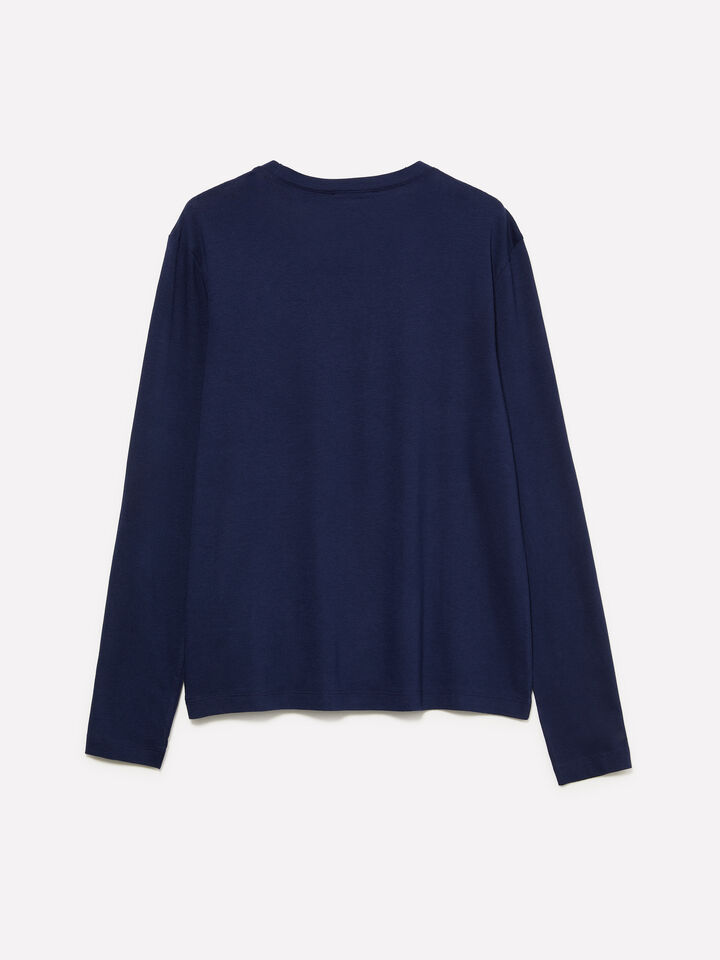 Blue long sleeve t-shirt - women's long sleeve t-shirts - Dark Blue | Sisley image number 6